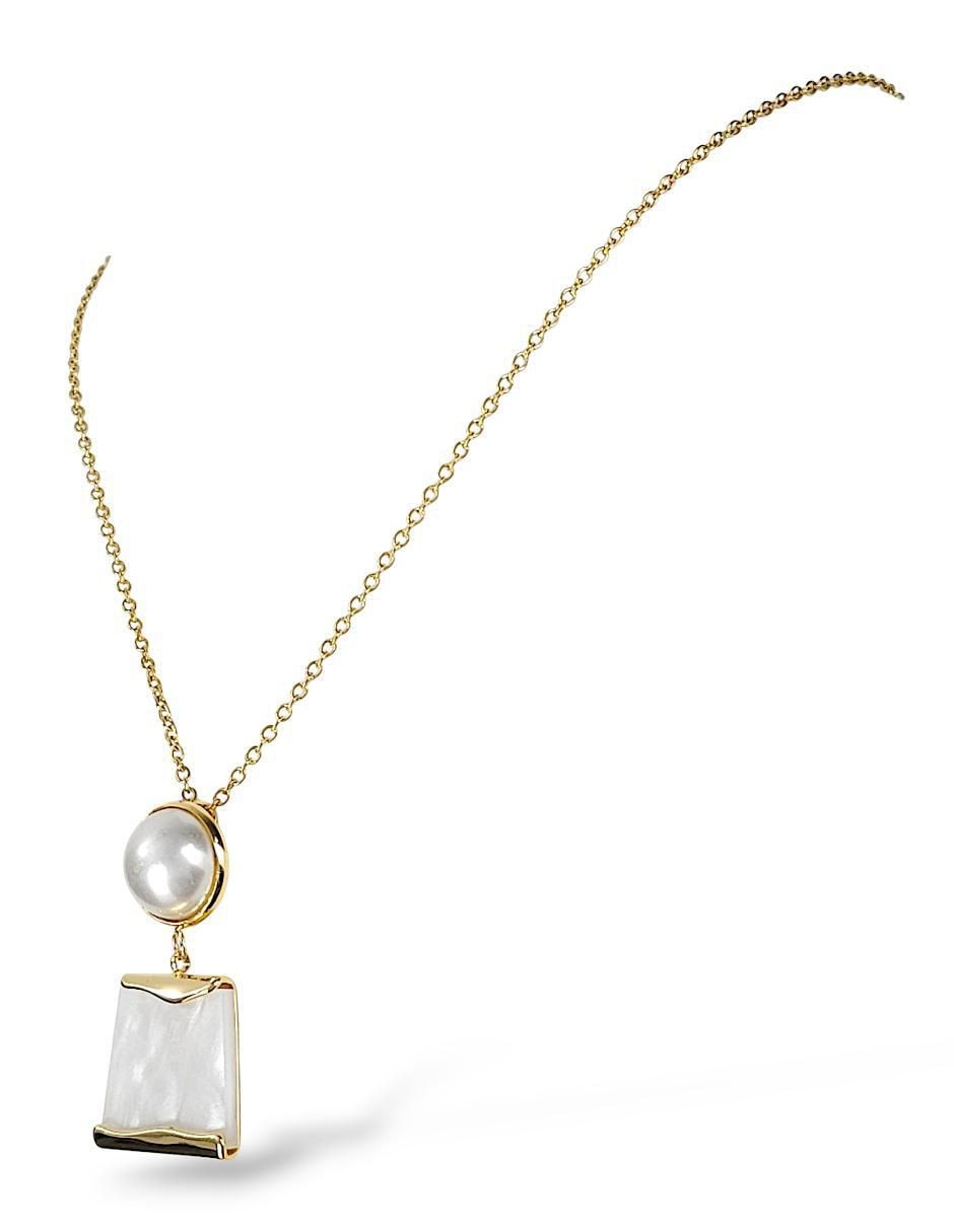 Collar, pulsera, anillo y aretes perla de cristal 3