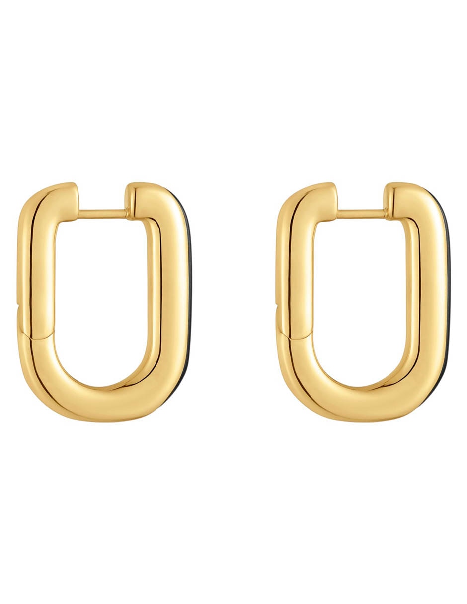 Aros Line de plata p 925 con acabado baño de oro ónix 2