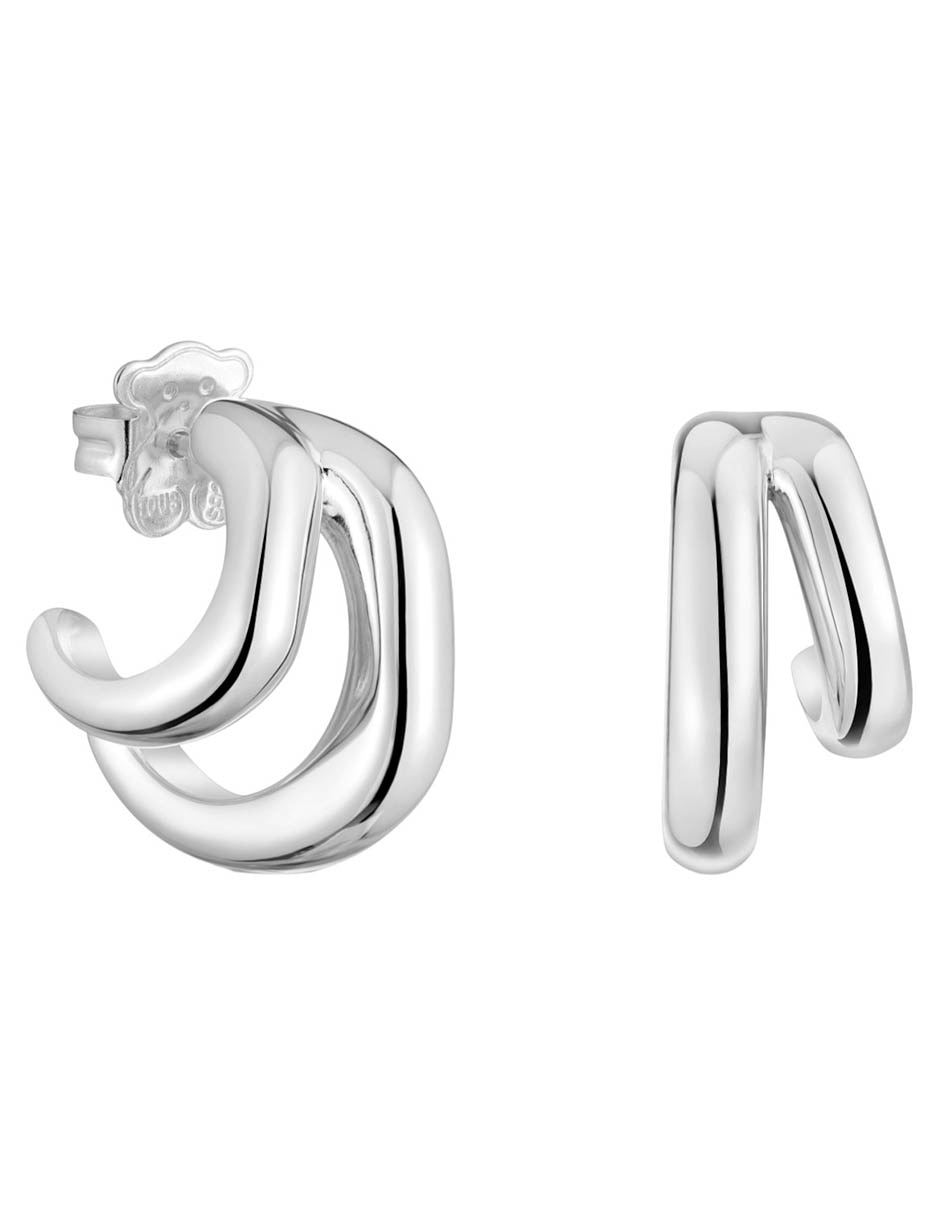 Aretes de aros Line de plata P 925 con acabado brillante