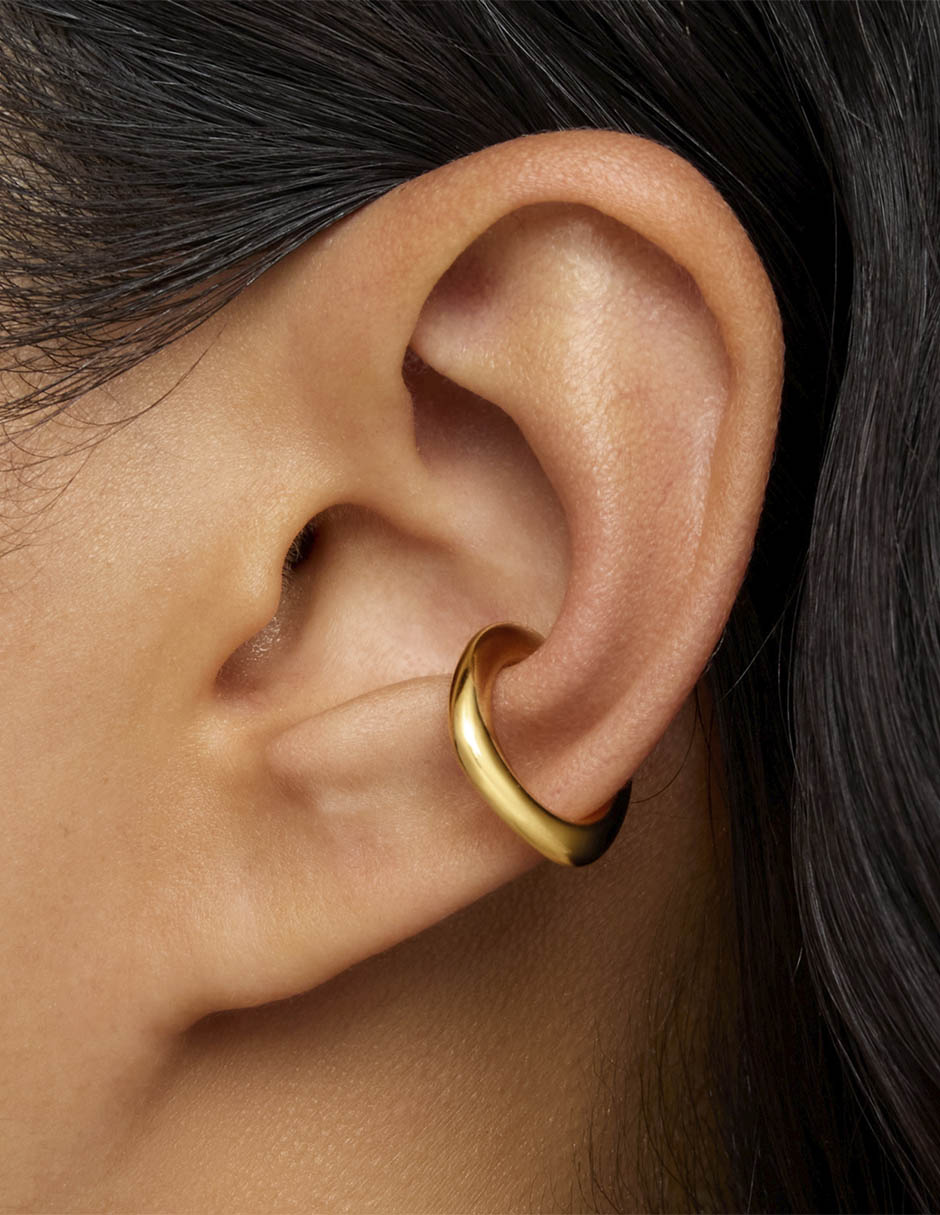 Aretes ear cuff Line de plata P 925 con acabado baño de oro 5