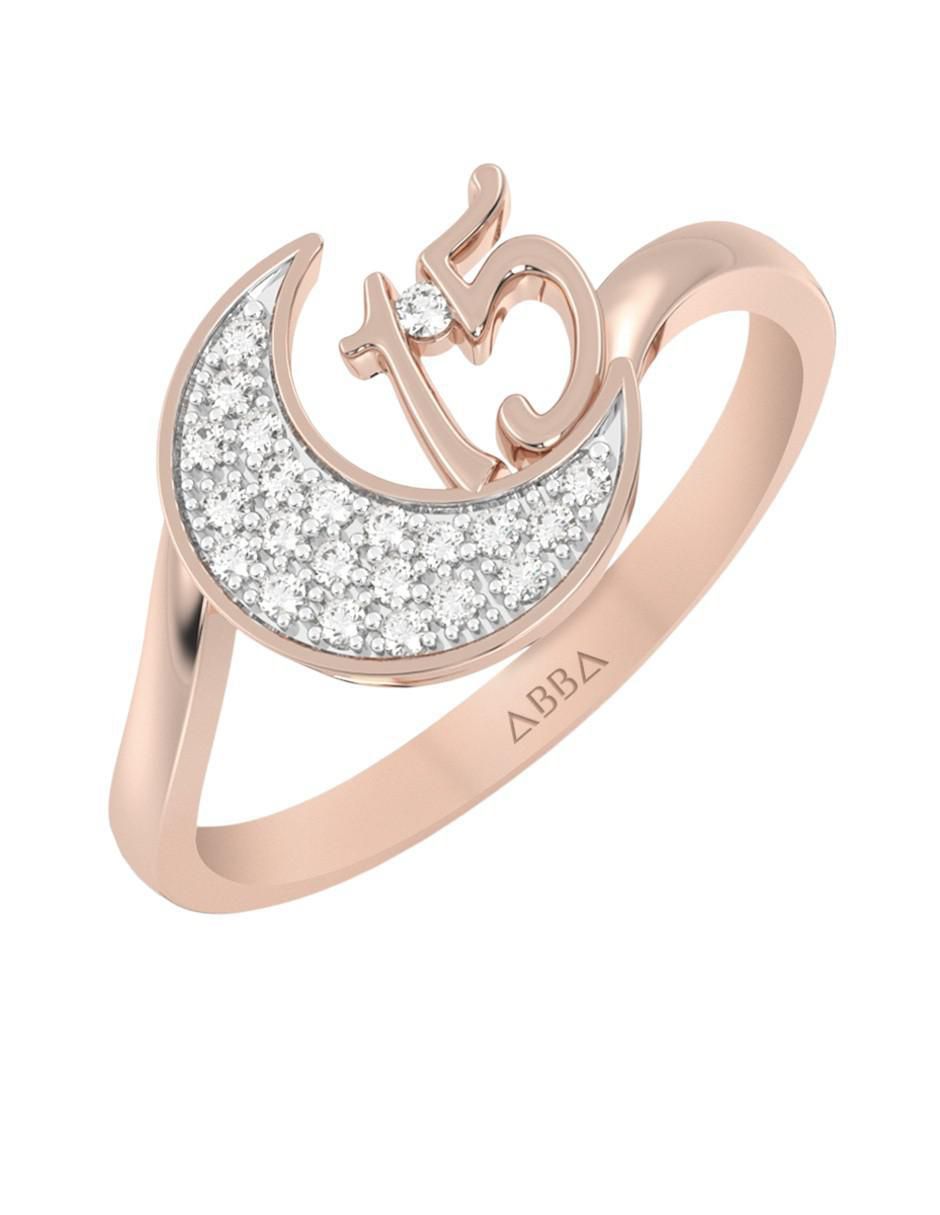 Anillo de luna 14 k de oro zirconia brillante 2