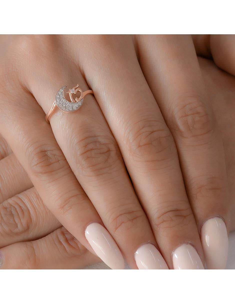 Anillo de luna 14 k de oro zirconia brillante 3