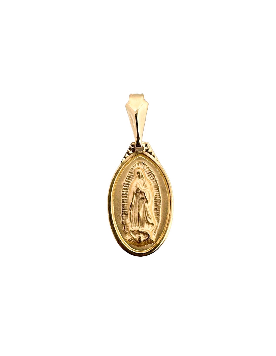 Medalla ovalada virgen de guadalupe de oro 14 K