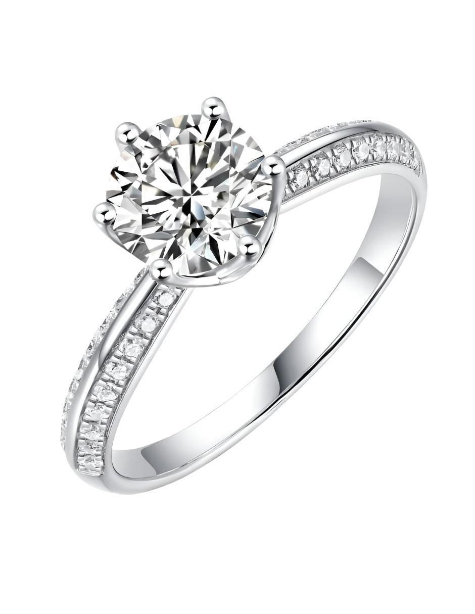 Anillo de compromiso de plata P 925 moissanita