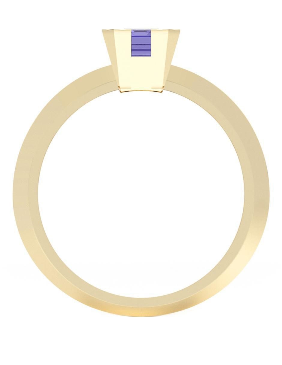 Anillo rectangular 10 k de oro zirconia brillante