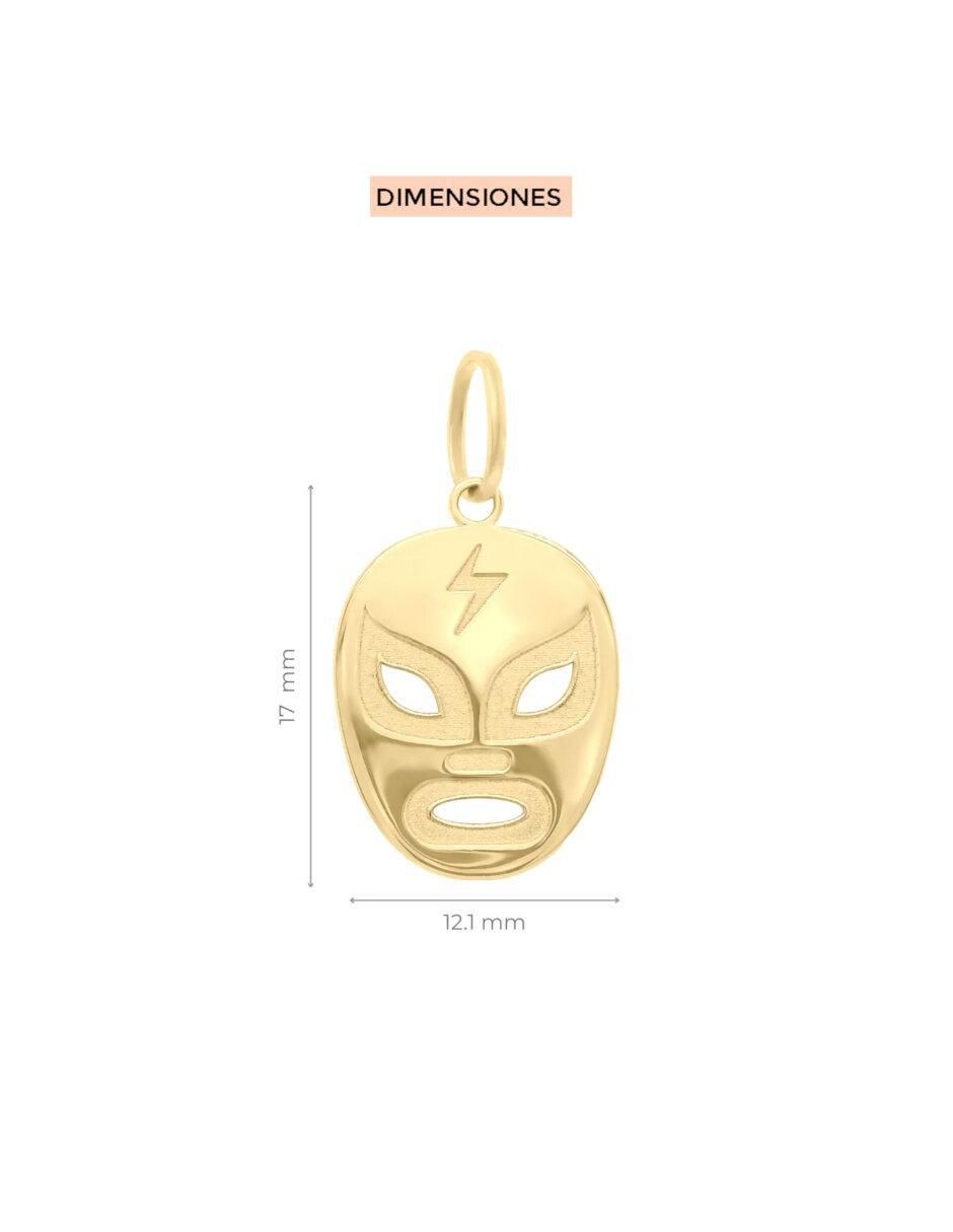 Dije de máscara mascara de luchador de oro 14 K 3