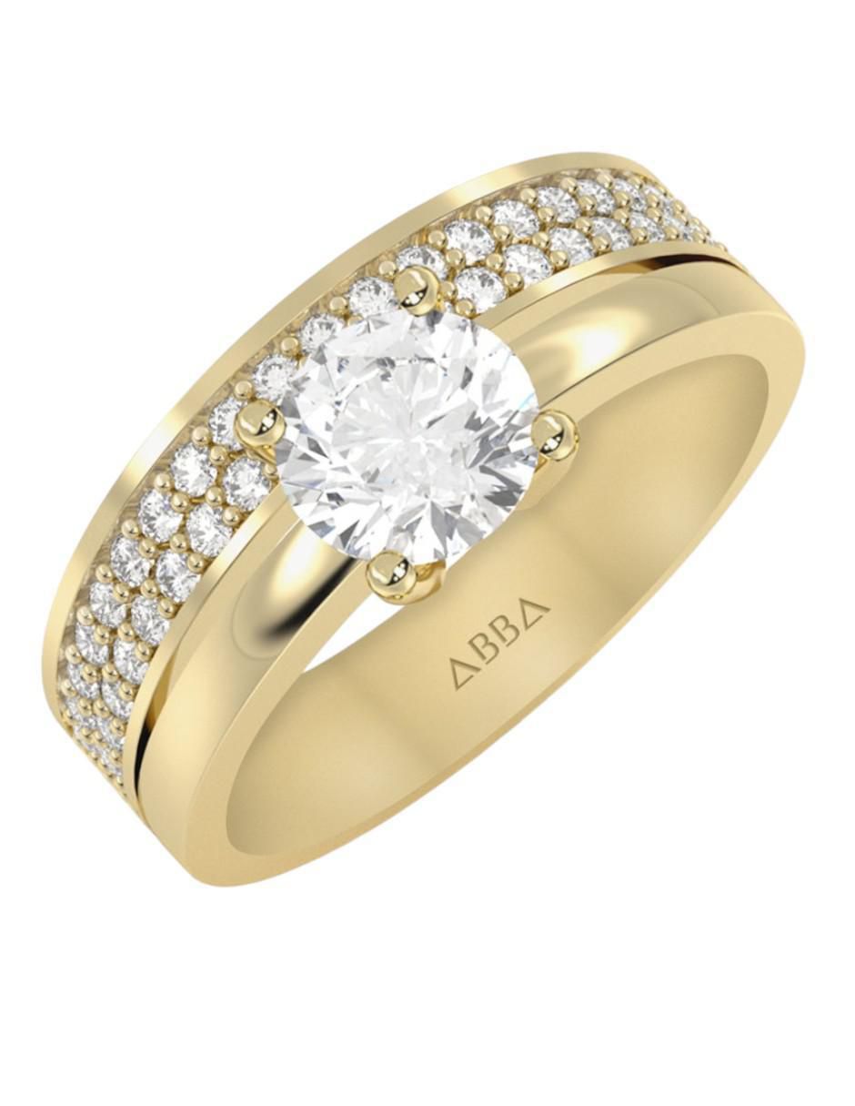 Anillo de compromiso "de" oro 10 k abba joyas sin familia zirconia
