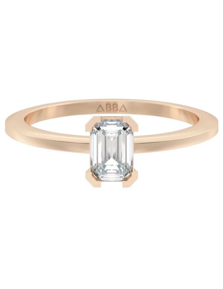 Anillo rectangular 14 k de oro zirconia brillante Anillo rectangular 14 k de oro zirconia brillante