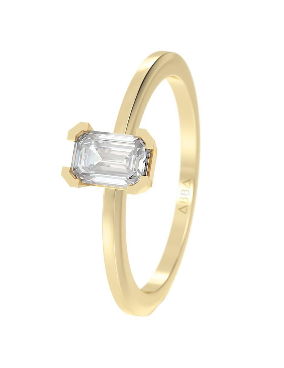 Anillo "de (si aplica)" rectangular abba joyas sin familia no aplica 14 k "de" oro zirconia brillante