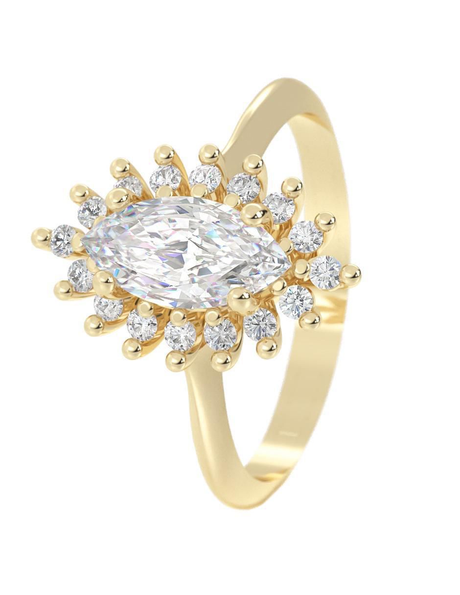Anillo de compromiso "de" oro 10 k abba joyas sin familia zirconia