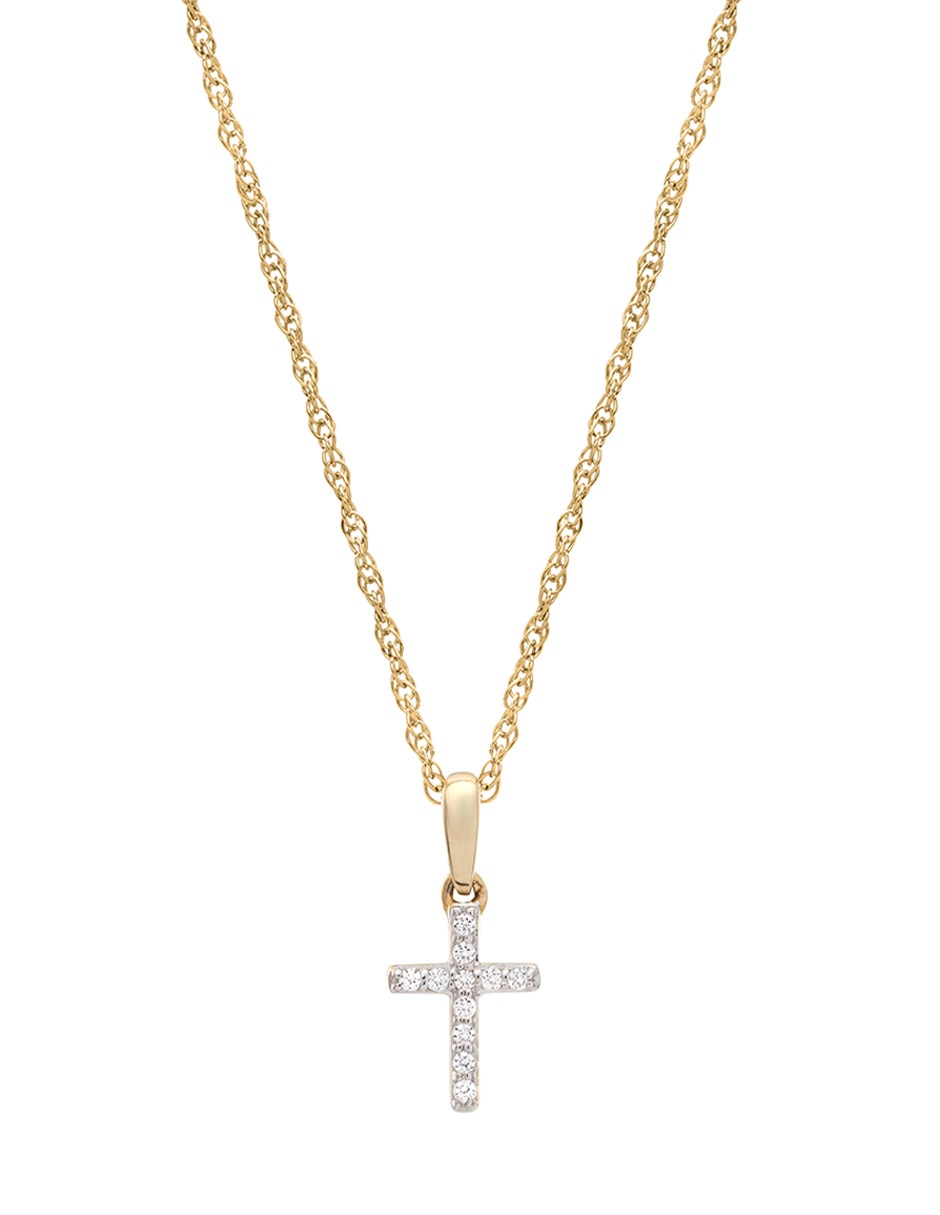 Collar de cruz de oro amarillo 14 K