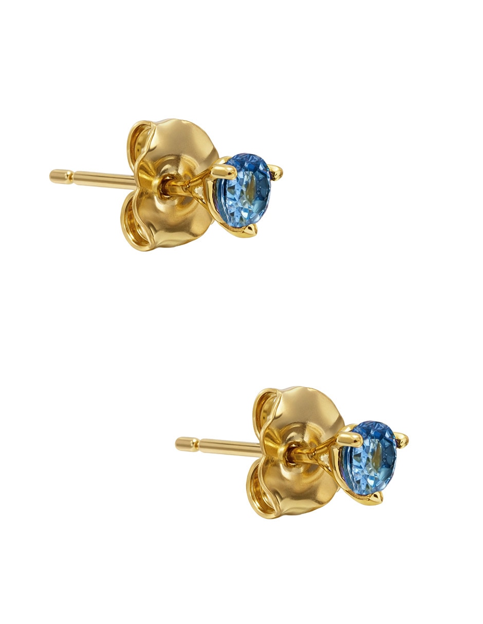 Aretes cortos de oro 14 K con acabado brillante topacio 2