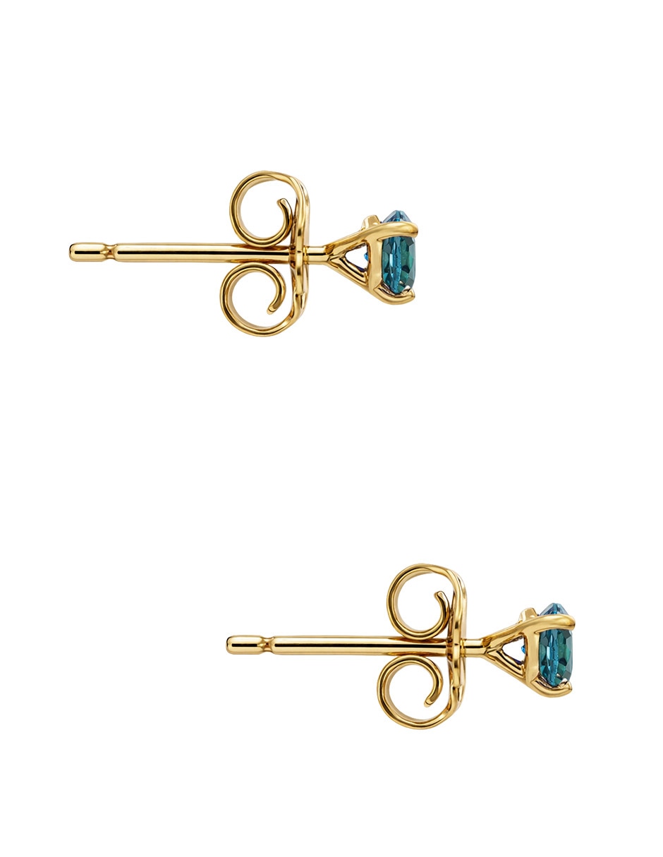 Aretes cortos de oro 14 K con acabado brillante topacio 3