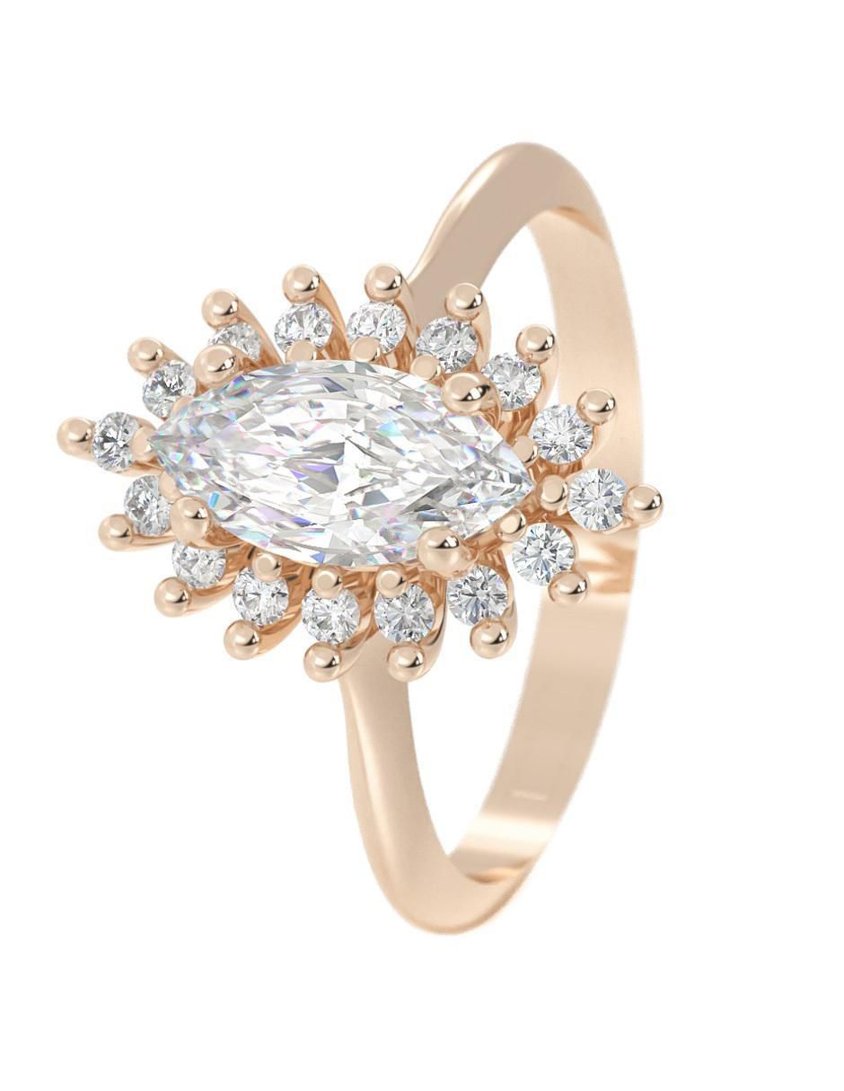 Anillo de compromiso de oro 14 k 3