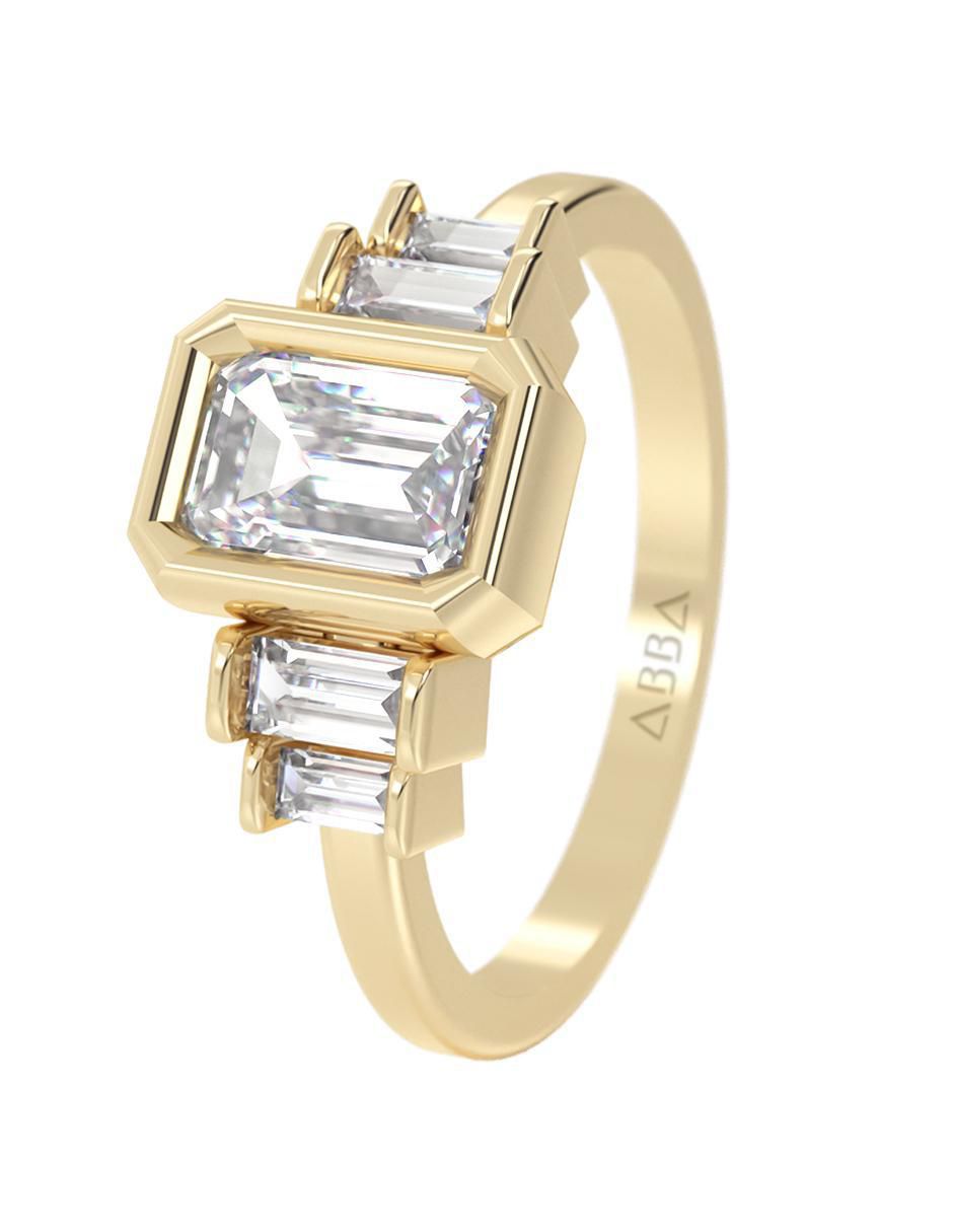 Anillo de compromiso "de" oro 14 k abba joyas sin familia zirconia