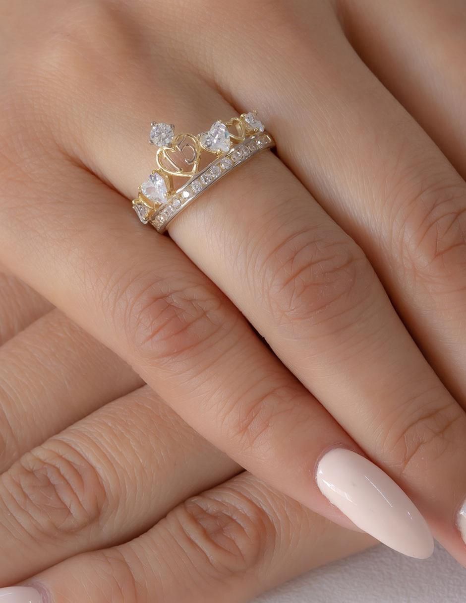 Anillo "de (si aplica)" corona abba joyas sin familia no aplica 14 k "de" oro zirconia brillante