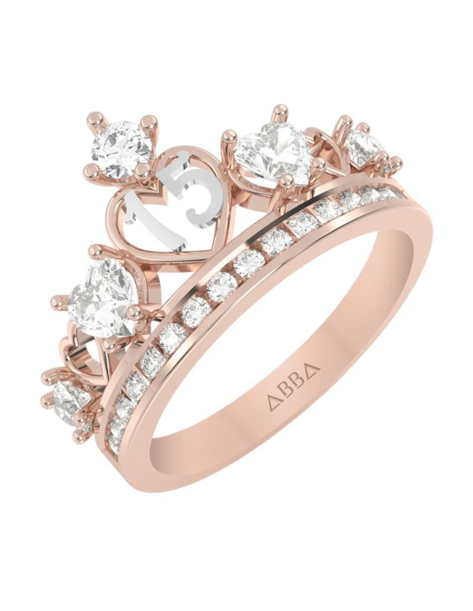 Anillo de corona 14 k de oro zirconia brillante 2