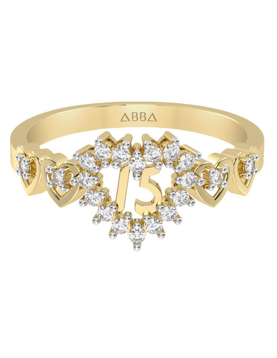 Anillo de corazón 10 k de oro zirconia brillante