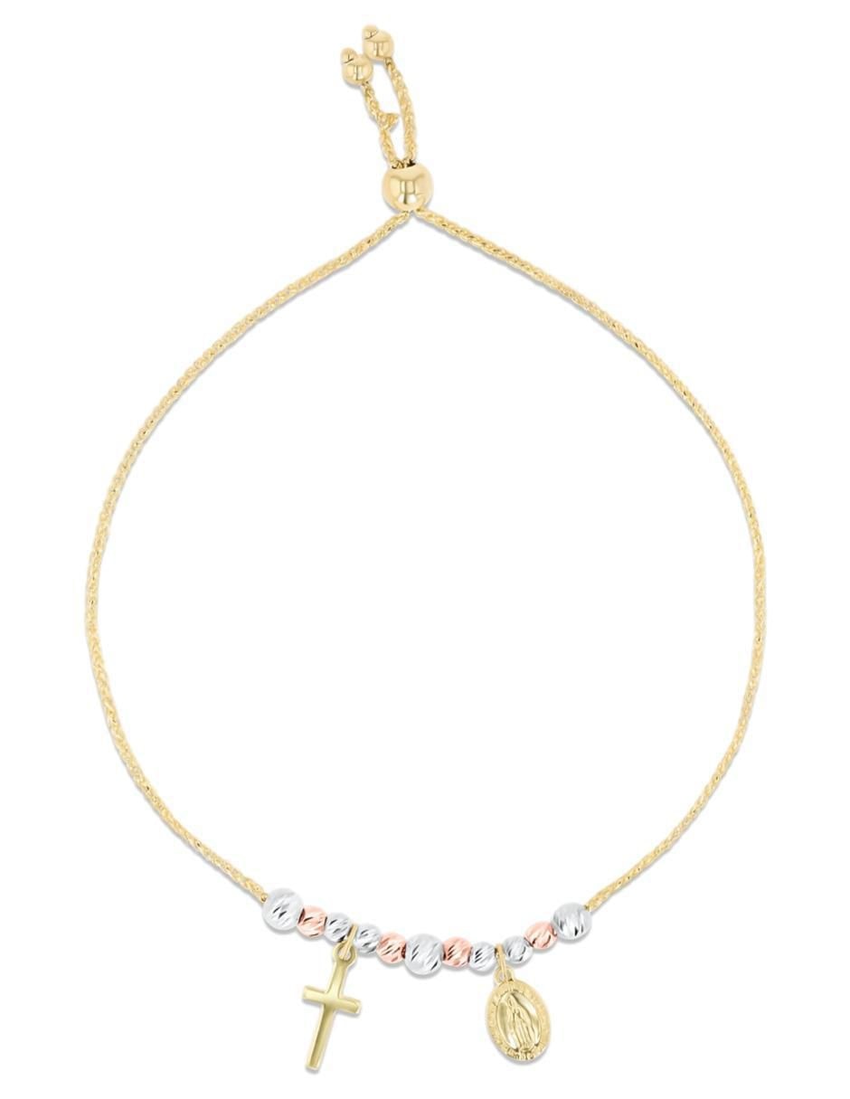 Pulsera de oro florentino 14 K con acabado brillante