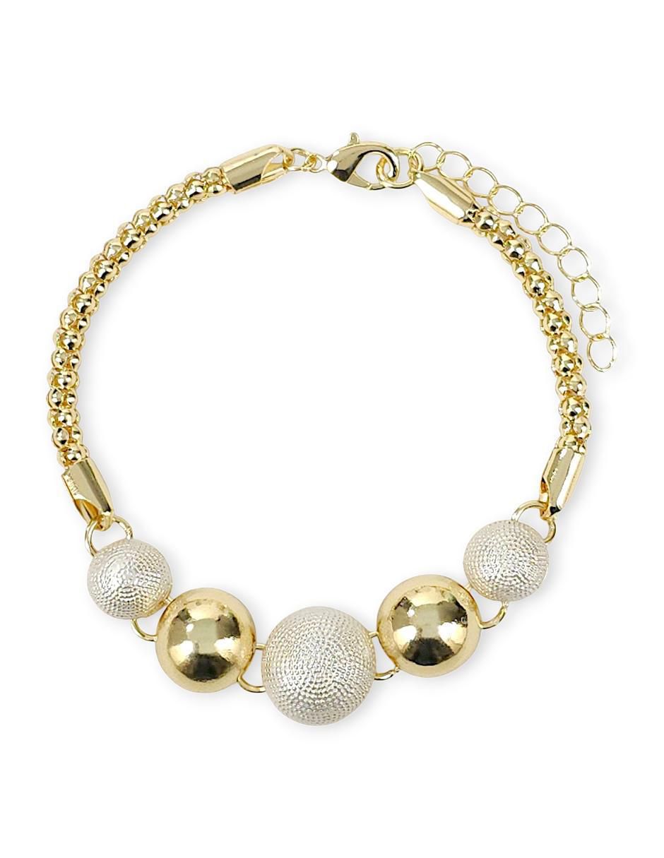 Collar, pulsera, anillo y aretes de bola con acabado baño de oro 18 K 5