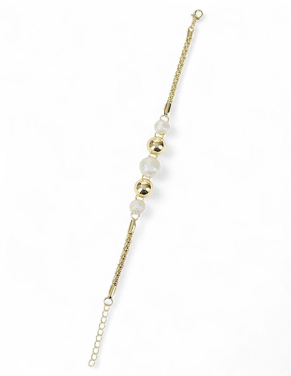Collar, pulsera, anillo y aretes de bola con acabado baño de oro 18 K 6