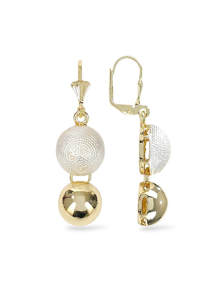 Collar, pulsera, anillo y aretes de bola con acabado baño de oro 18 K 9