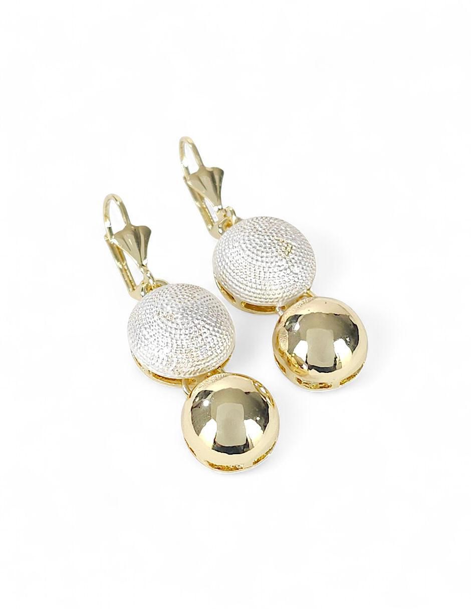 Collar, pulsera, anillo y aretes de bola con acabado baño de oro 18 K 10