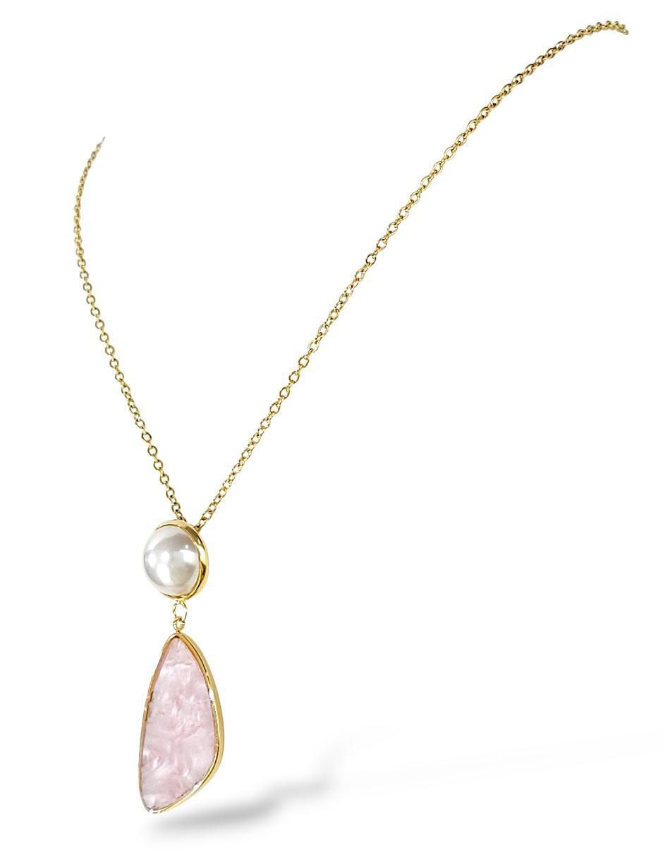 Collar, pulsera, anillo y aretes de perla de cristal 3