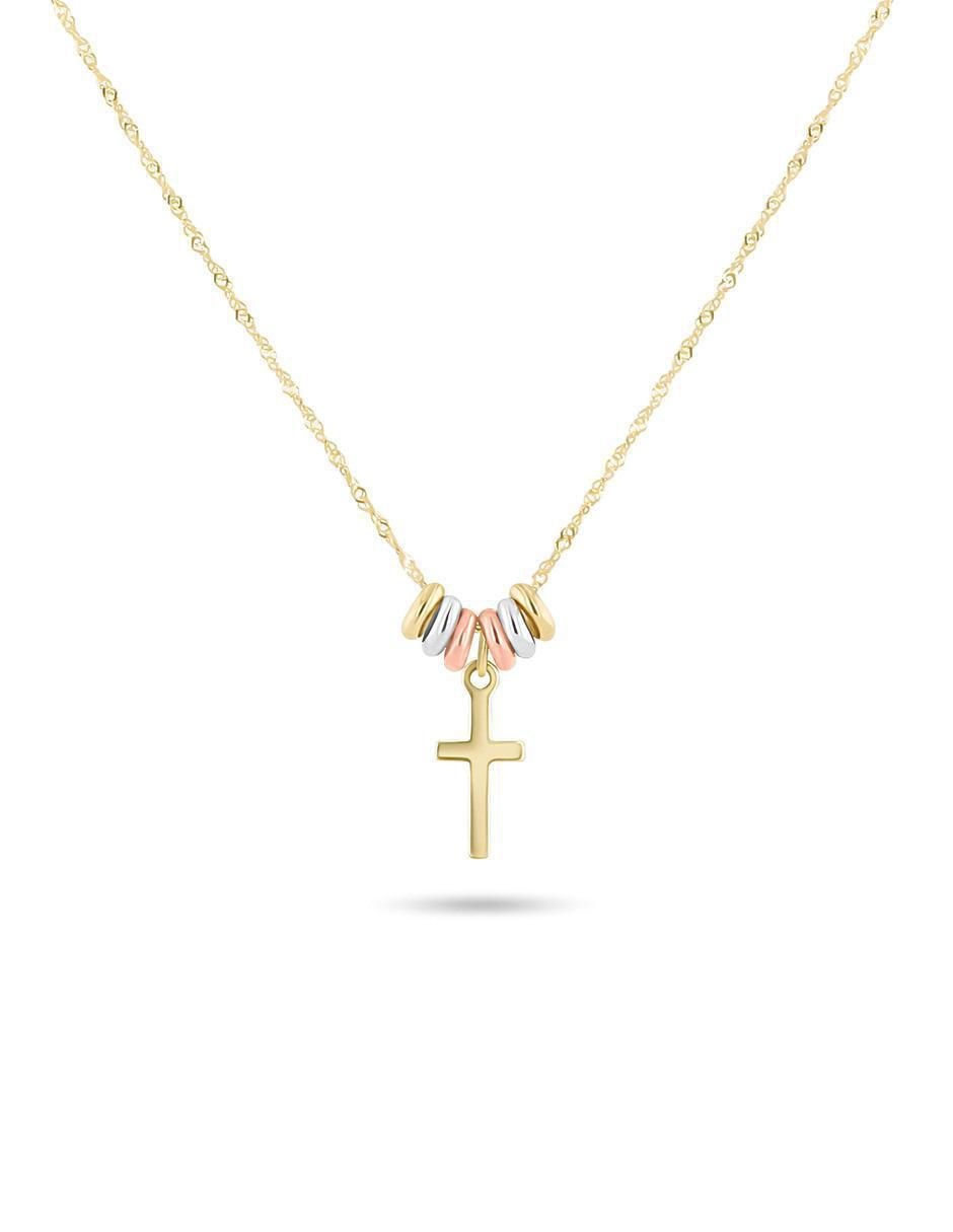 Gargantilla de cruz de oro florentino 14 K