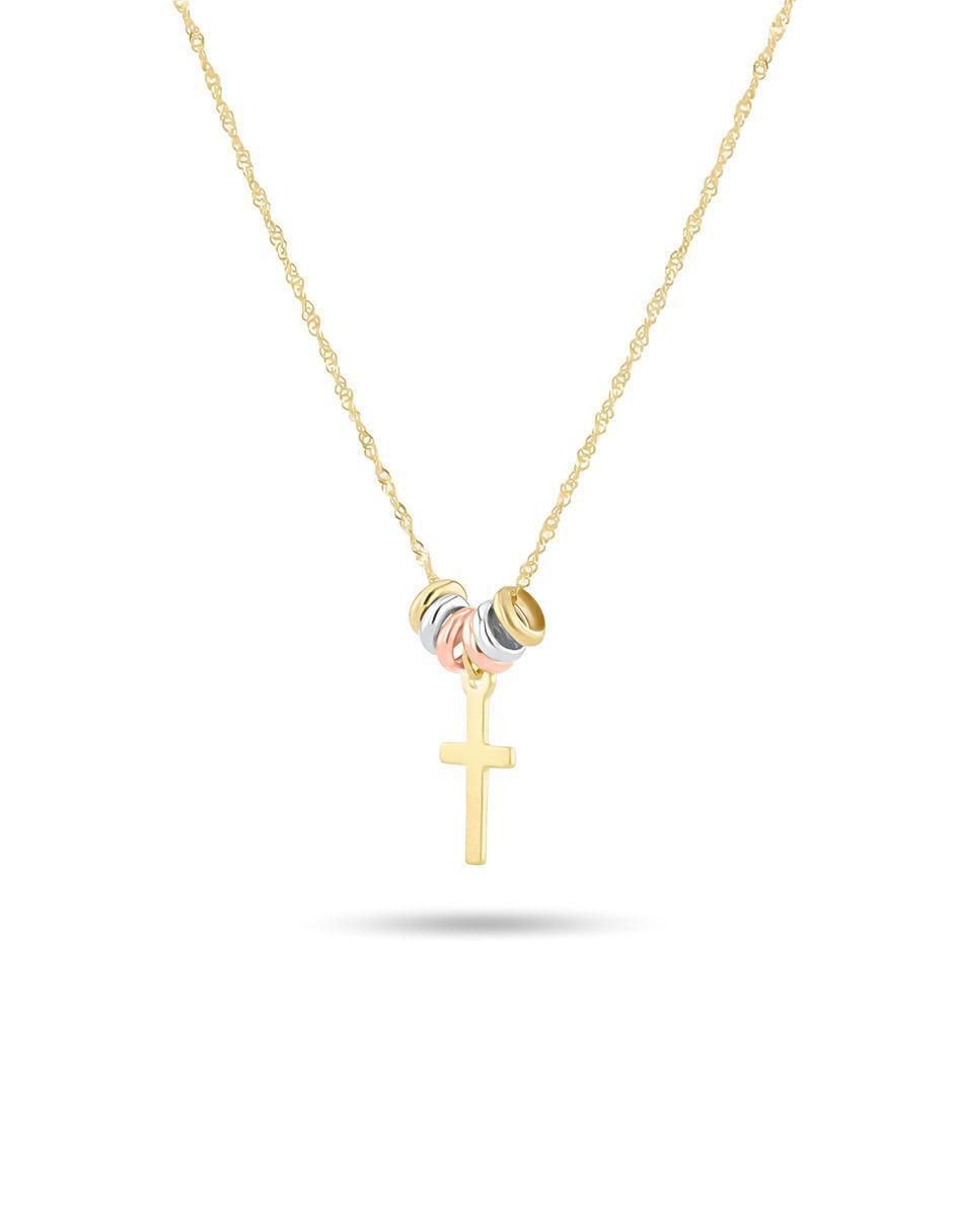 Gargantilla de cruz de oro florentino 14 K 2
