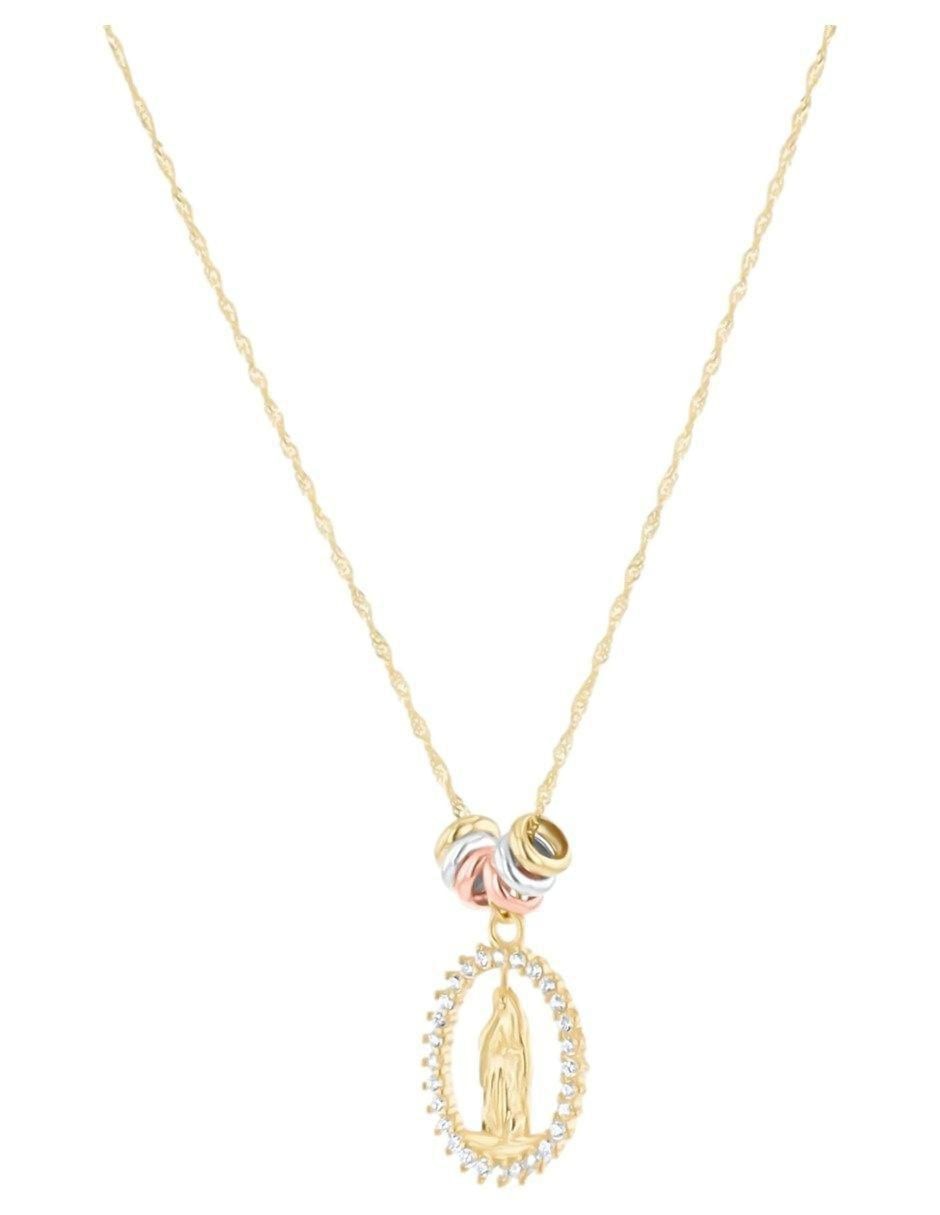 Gargantilla Virgen de Guadalupe de oro florentino 14 K 3