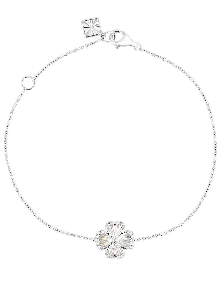 Pulsera de oro blanco 14 K con acabado brillante