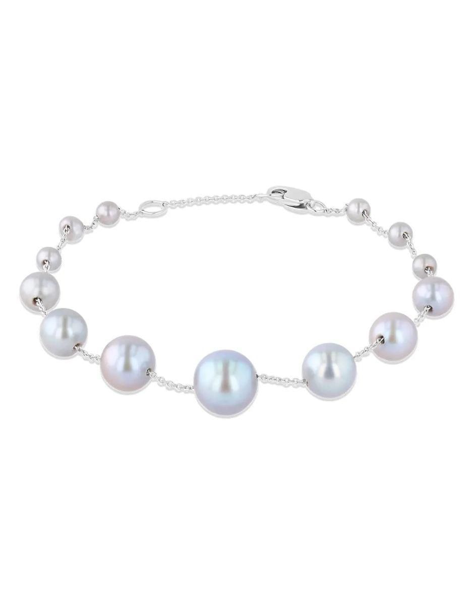 Pulsera de oro blanco 14 K con acabado brillante