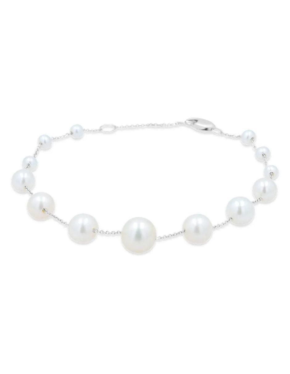 Pulsera de oro blanco 14 K con acabado brillante