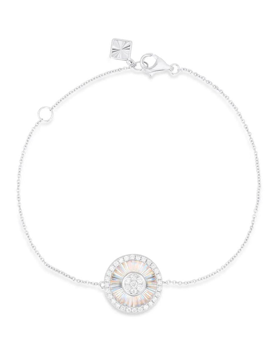 Pulsera de oro blanco 14 K con acabado brillante