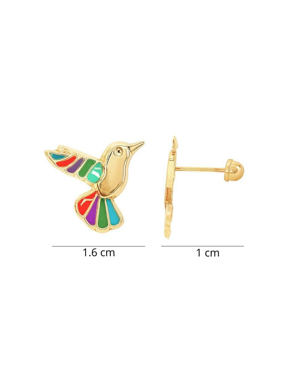 Broqueles de colibrí de oro 10 K con acabado pulido 4