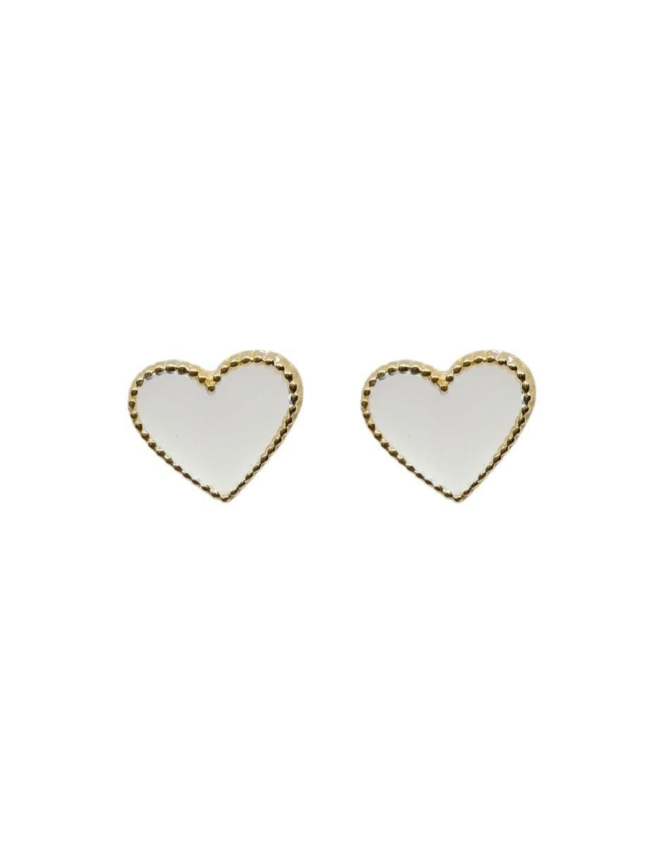 Broqueles de corazón de oro 14 K con acabado texturizado