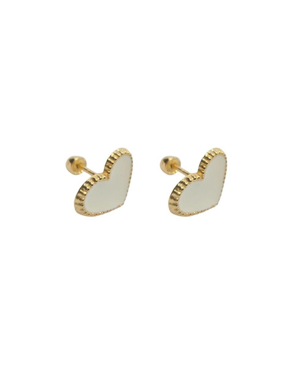 Broqueles de corazón de oro 14 K con acabado texturizado 2