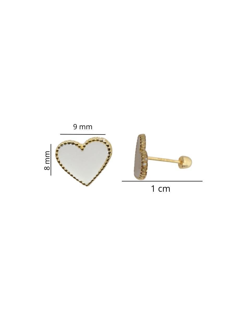 Broqueles de corazón de oro 14 K con acabado texturizado 5