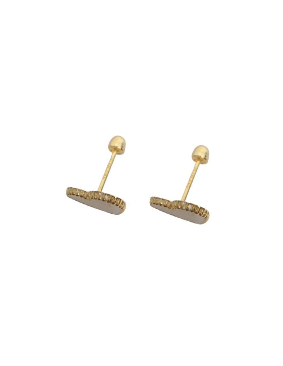 Broqueles de corazón de oro 14 K con acabado texturizado 3