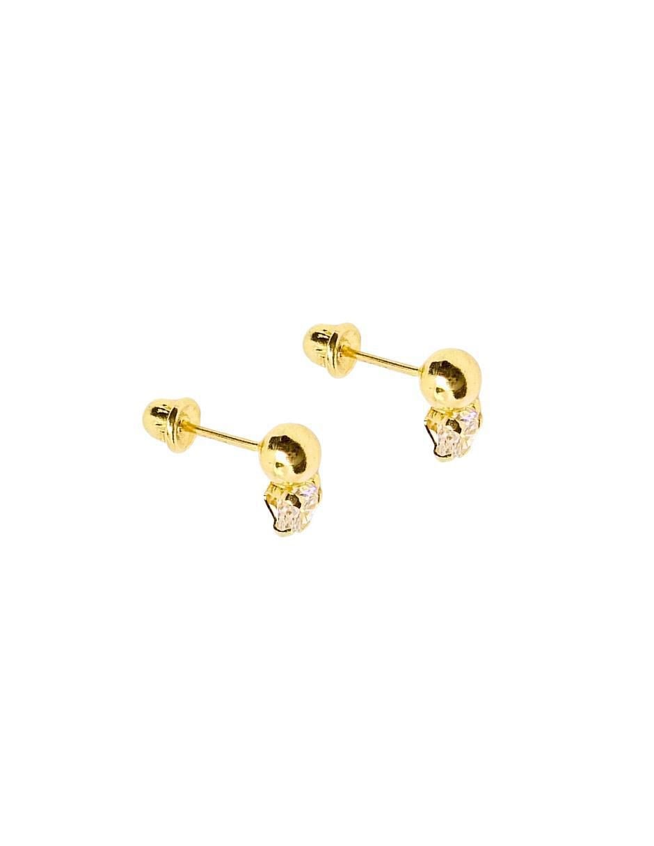 Broqueles de esfera de oro 14 K con acabado pavé zirconia