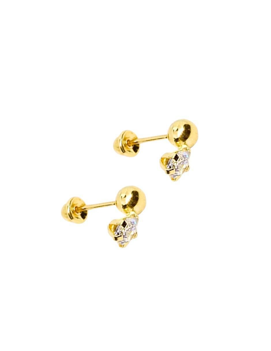 Broqueles de esfera de oro 14 K con acabado pavé zirconia 2