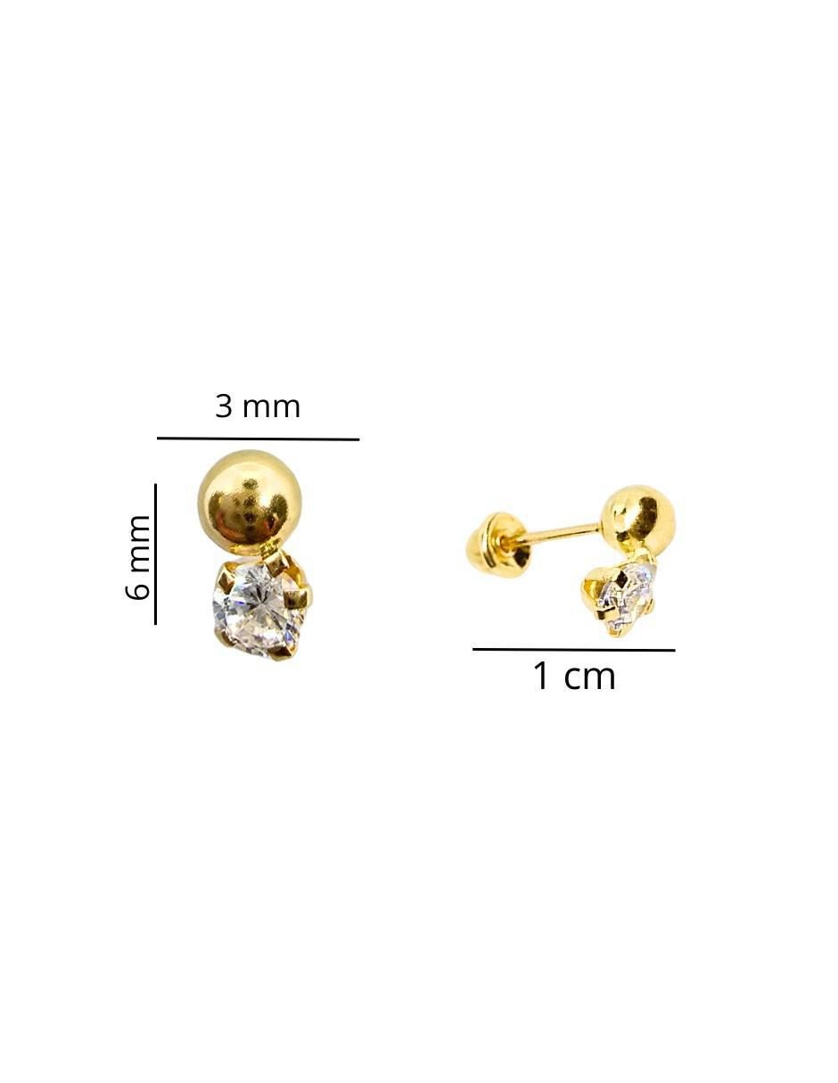 Broqueles de esfera de oro 14 K con acabado pavé zirconia 4