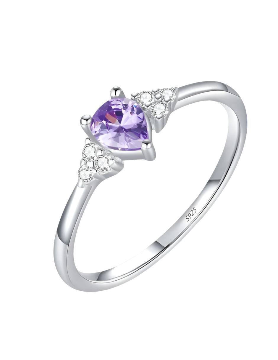 Anillo de compromiso de plata P 925 amatista