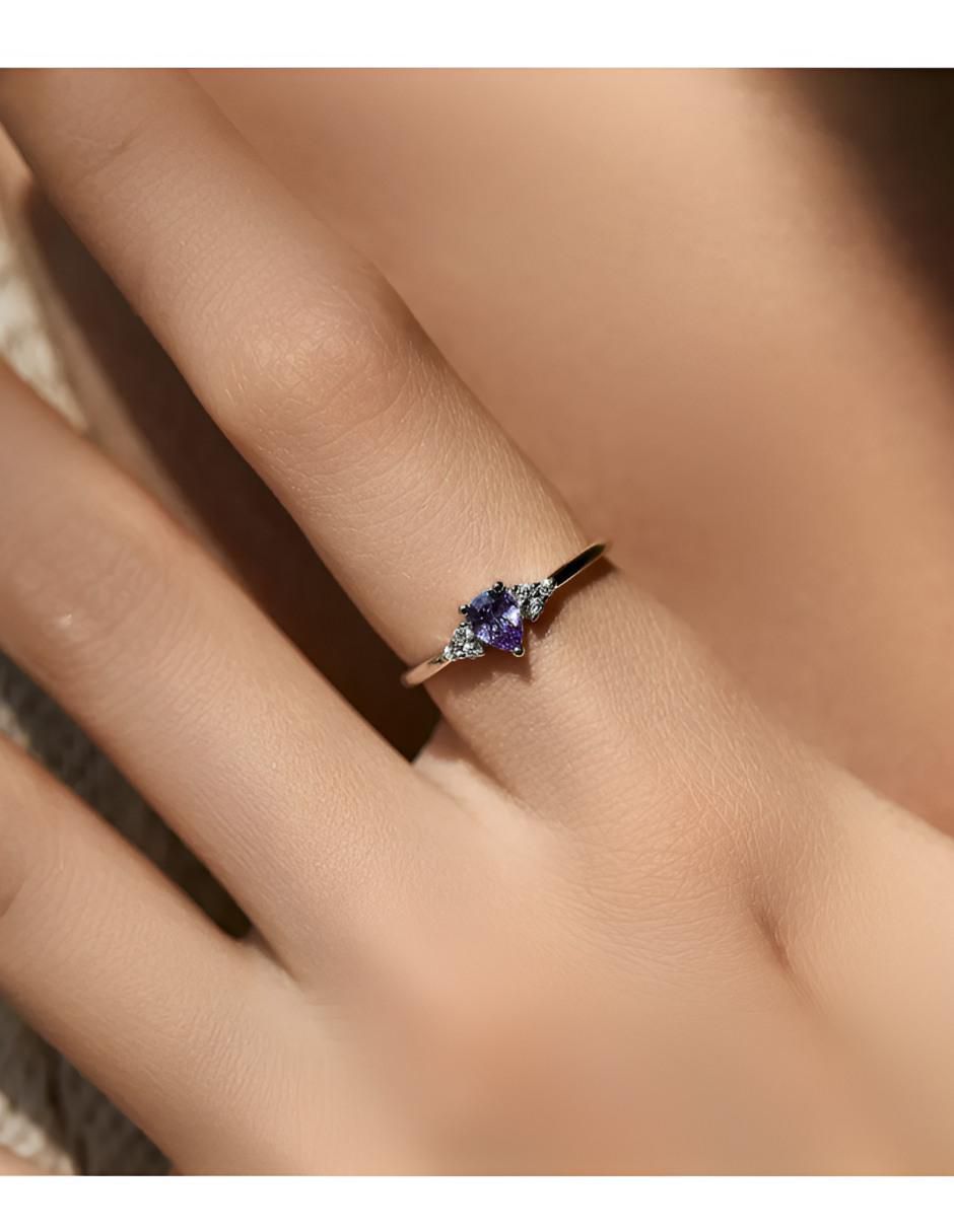 Anillo de compromiso de plata P 925 amatista 3