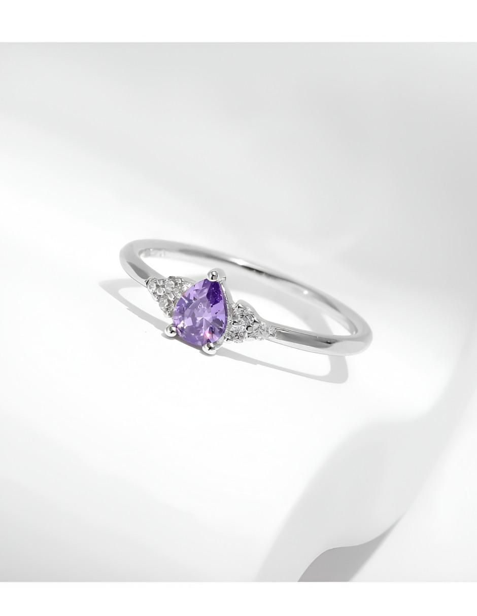 Anillo de compromiso de plata P 925 amatista 4