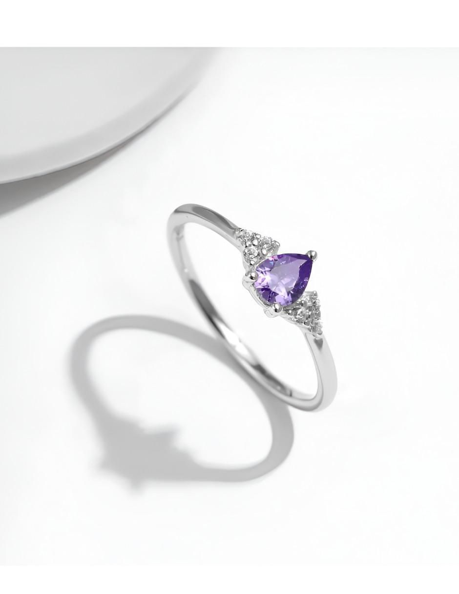 Anillo de compromiso de plata P 925 amatista 5
