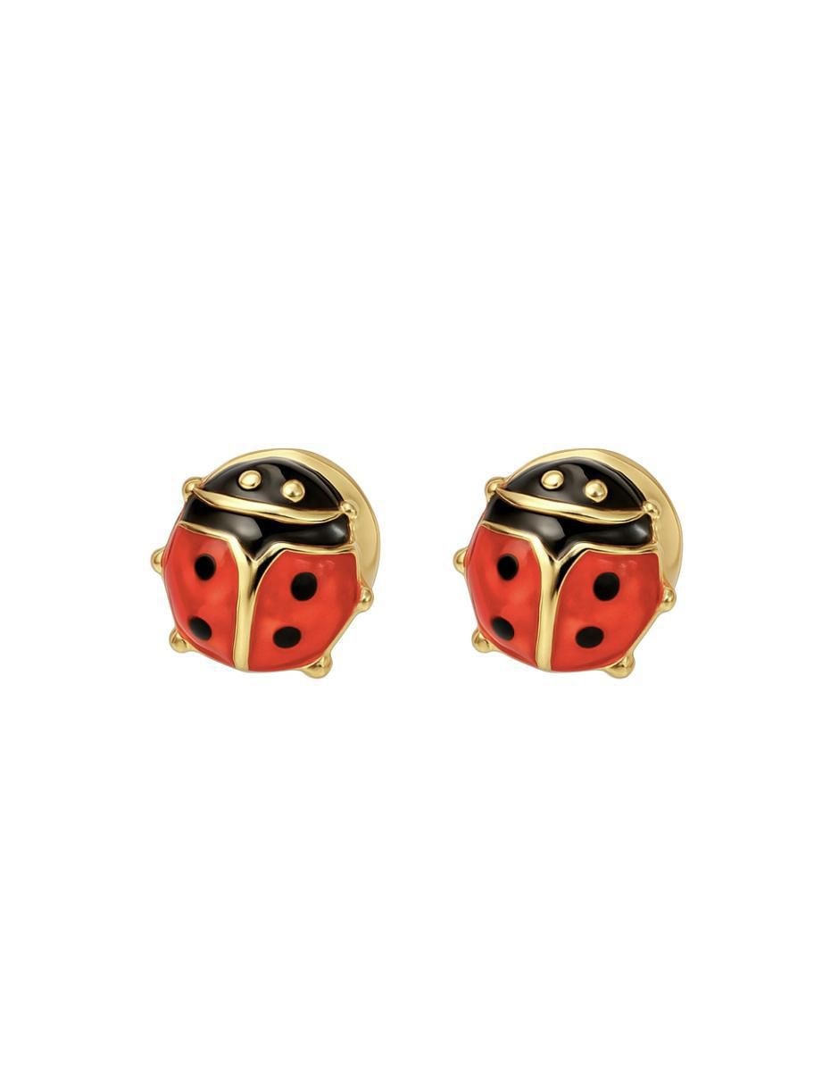 Broqueles de catarina de oro 14 k con acabado esmaltado Broqueles de catarina de oro 14 k con acabado esmaltado