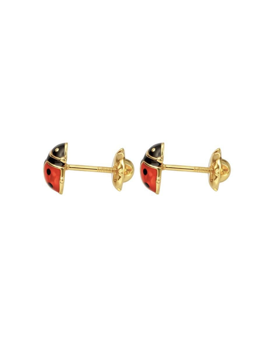 Broqueles de catarina de oro 14 k con acabado esmaltado 3