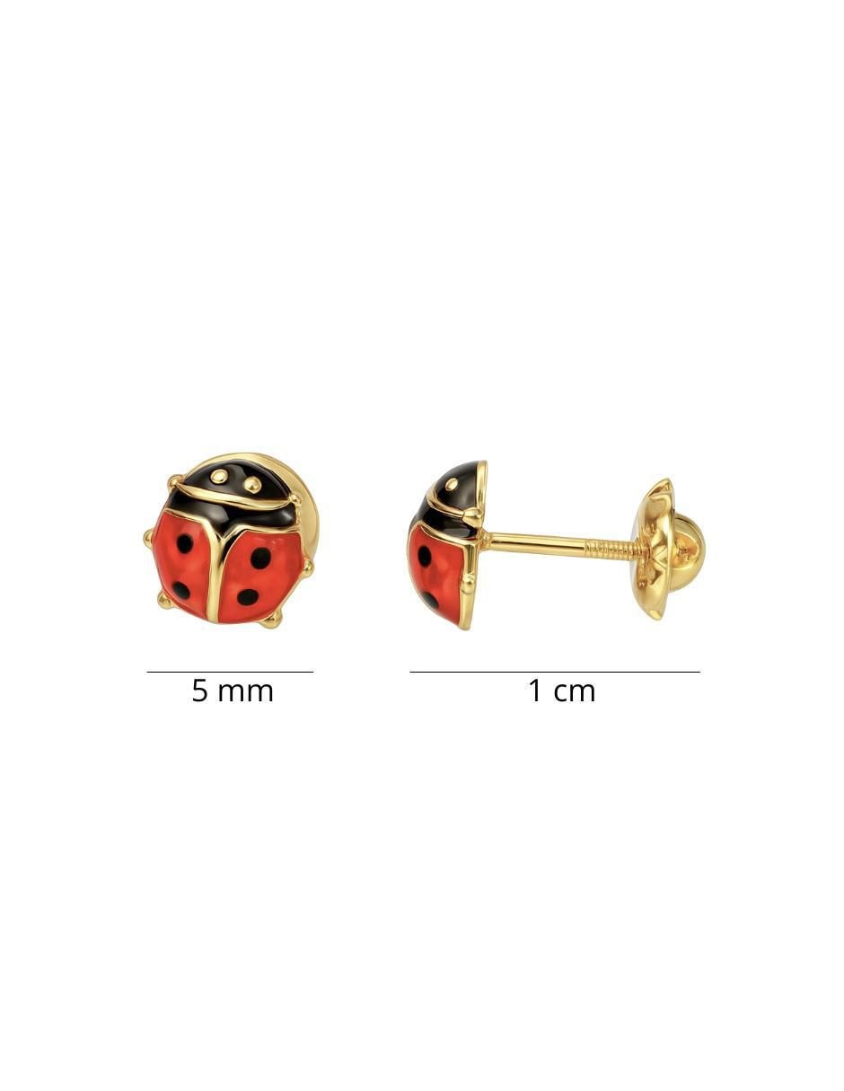 Broqueles de catarina de oro 14 k con acabado esmaltado 2
